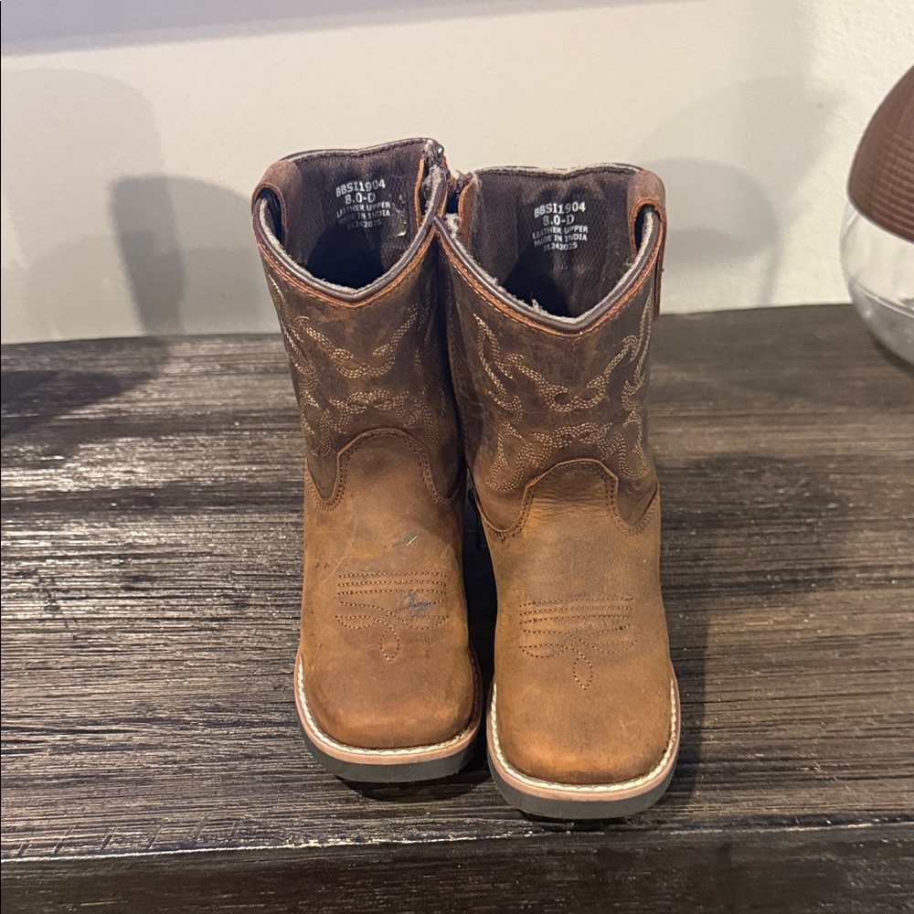 Kids Brown Leather Cowboy Boots - Casual Western Style